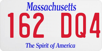 MA license plate 162DQ4