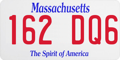 MA license plate 162DQ6