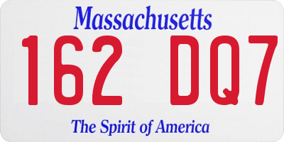 MA license plate 162DQ7