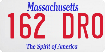 MA license plate 162DR0