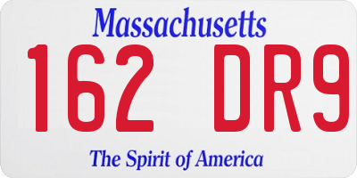 MA license plate 162DR9