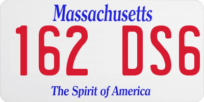 MA license plate 162DS6