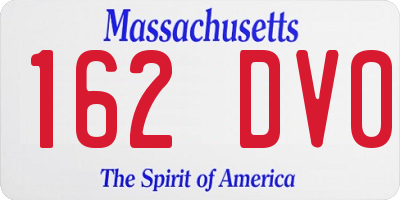 MA license plate 162DV0