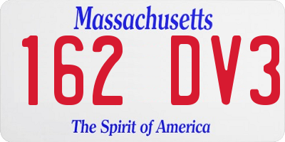 MA license plate 162DV3