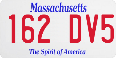 MA license plate 162DV5