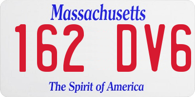 MA license plate 162DV6