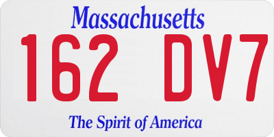 MA license plate 162DV7