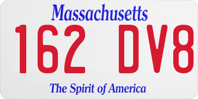 MA license plate 162DV8