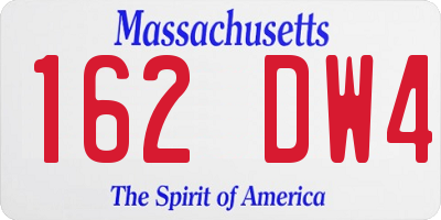MA license plate 162DW4