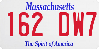 MA license plate 162DW7