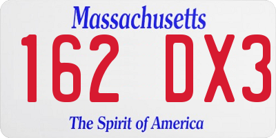 MA license plate 162DX3