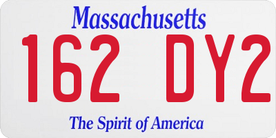 MA license plate 162DY2