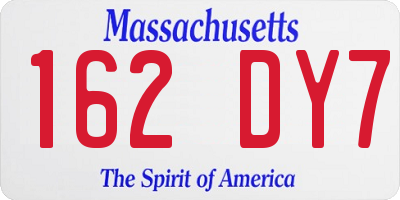MA license plate 162DY7