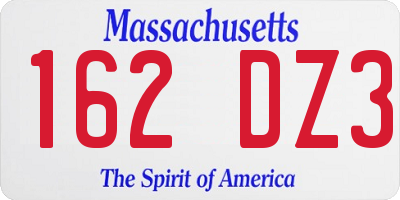 MA license plate 162DZ3