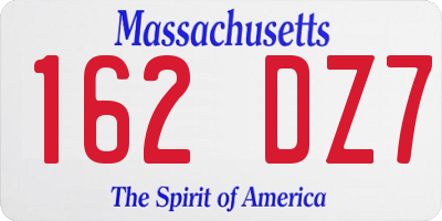 MA license plate 162DZ7