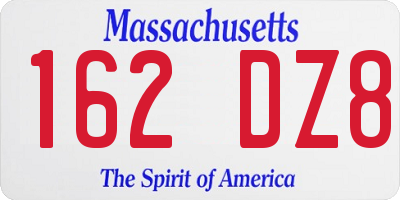 MA license plate 162DZ8