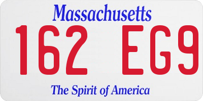 MA license plate 162EG9