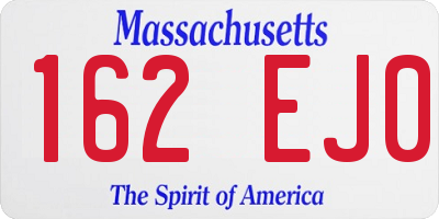 MA license plate 162EJ0