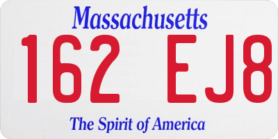 MA license plate 162EJ8
