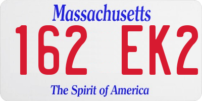 MA license plate 162EK2