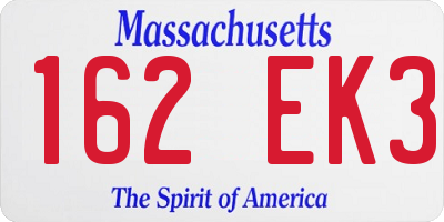 MA license plate 162EK3