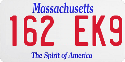 MA license plate 162EK9