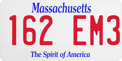 MA license plate 162EM3
