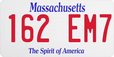 MA license plate 162EM7