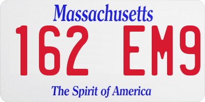 MA license plate 162EM9