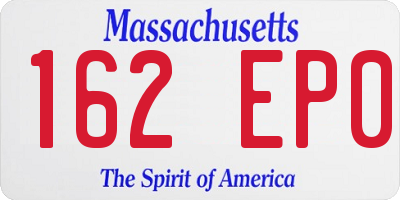 MA license plate 162EP0