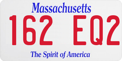 MA license plate 162EQ2