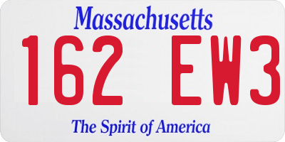 MA license plate 162EW3