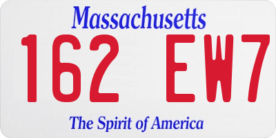 MA license plate 162EW7