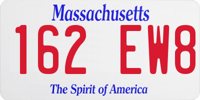MA license plate 162EW8