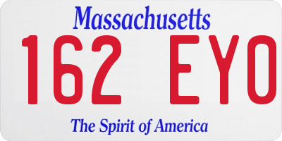 MA license plate 162EY0