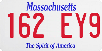 MA license plate 162EY9