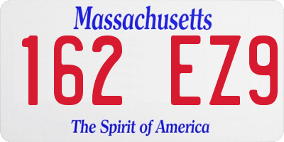 MA license plate 162EZ9