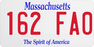 MA license plate 162FA0