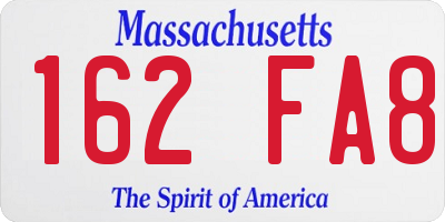 MA license plate 162FA8