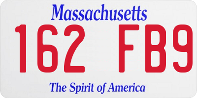 MA license plate 162FB9