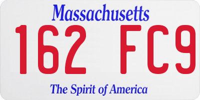 MA license plate 162FC9