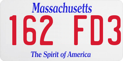 MA license plate 162FD3