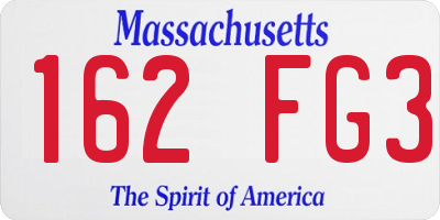 MA license plate 162FG3