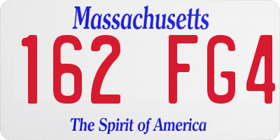 MA license plate 162FG4