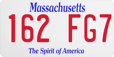 MA license plate 162FG7