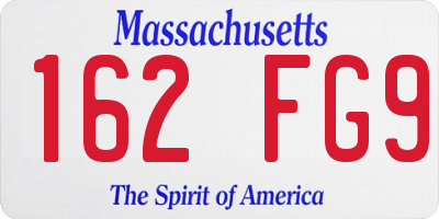 MA license plate 162FG9