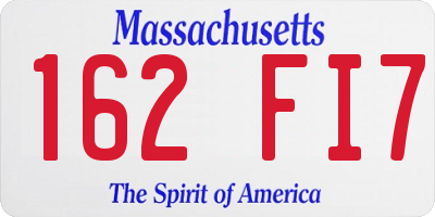 MA license plate 162FI7