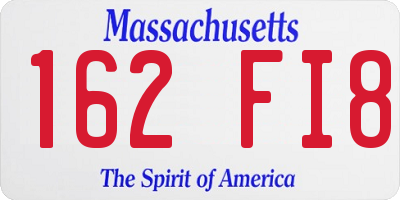 MA license plate 162FI8