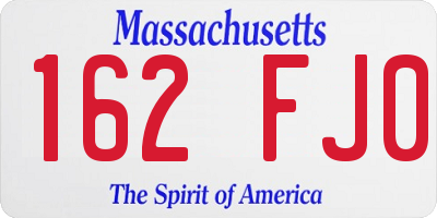 MA license plate 162FJ0