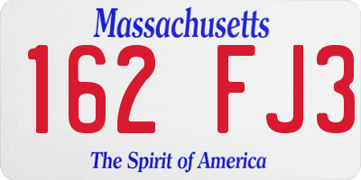MA license plate 162FJ3